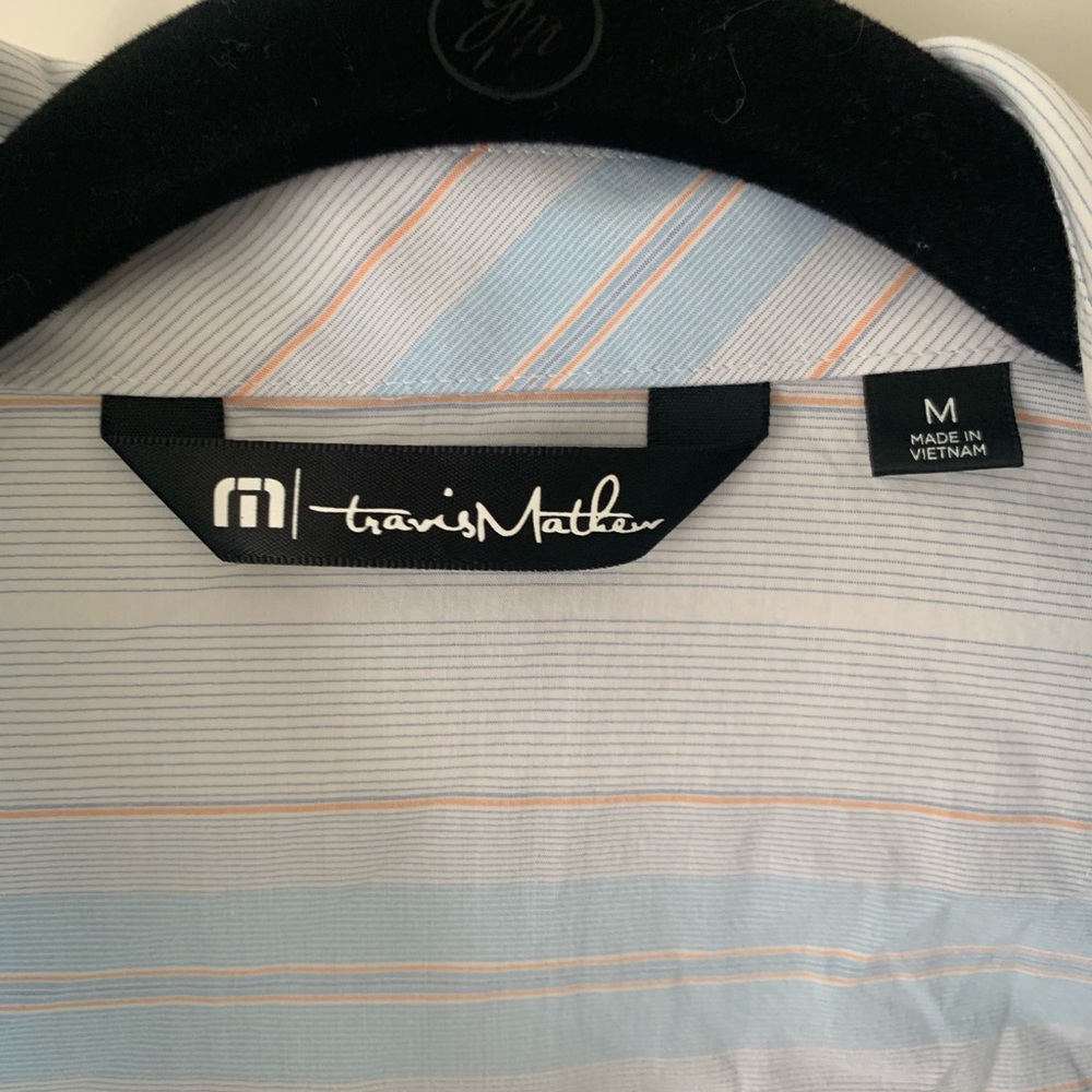 Travis Mathew Blue and White Casual Button Down Shirt - Picture 3 of 3